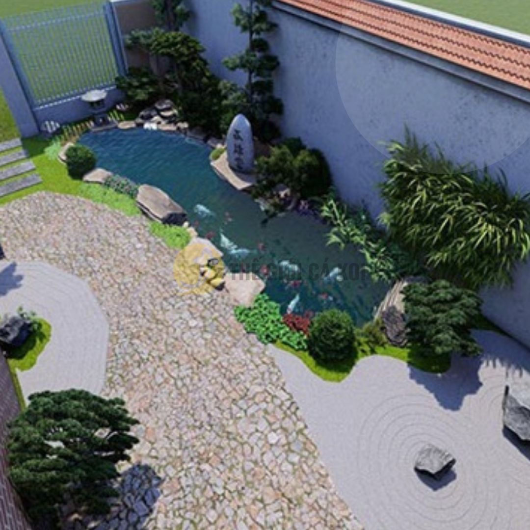 Thiết kế thi công hồ cá koi đạt chuẩn bản vẽ 3D